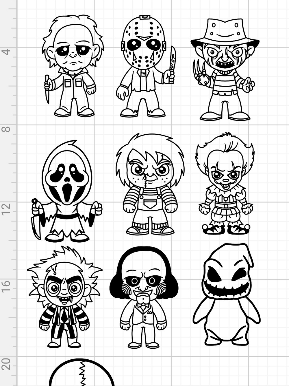 Halloween Stickers Pick Any 4 Horror Characters For $20 In Black Or White Vinyl